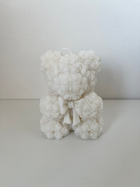 Rose Bow Bear Candle (large)