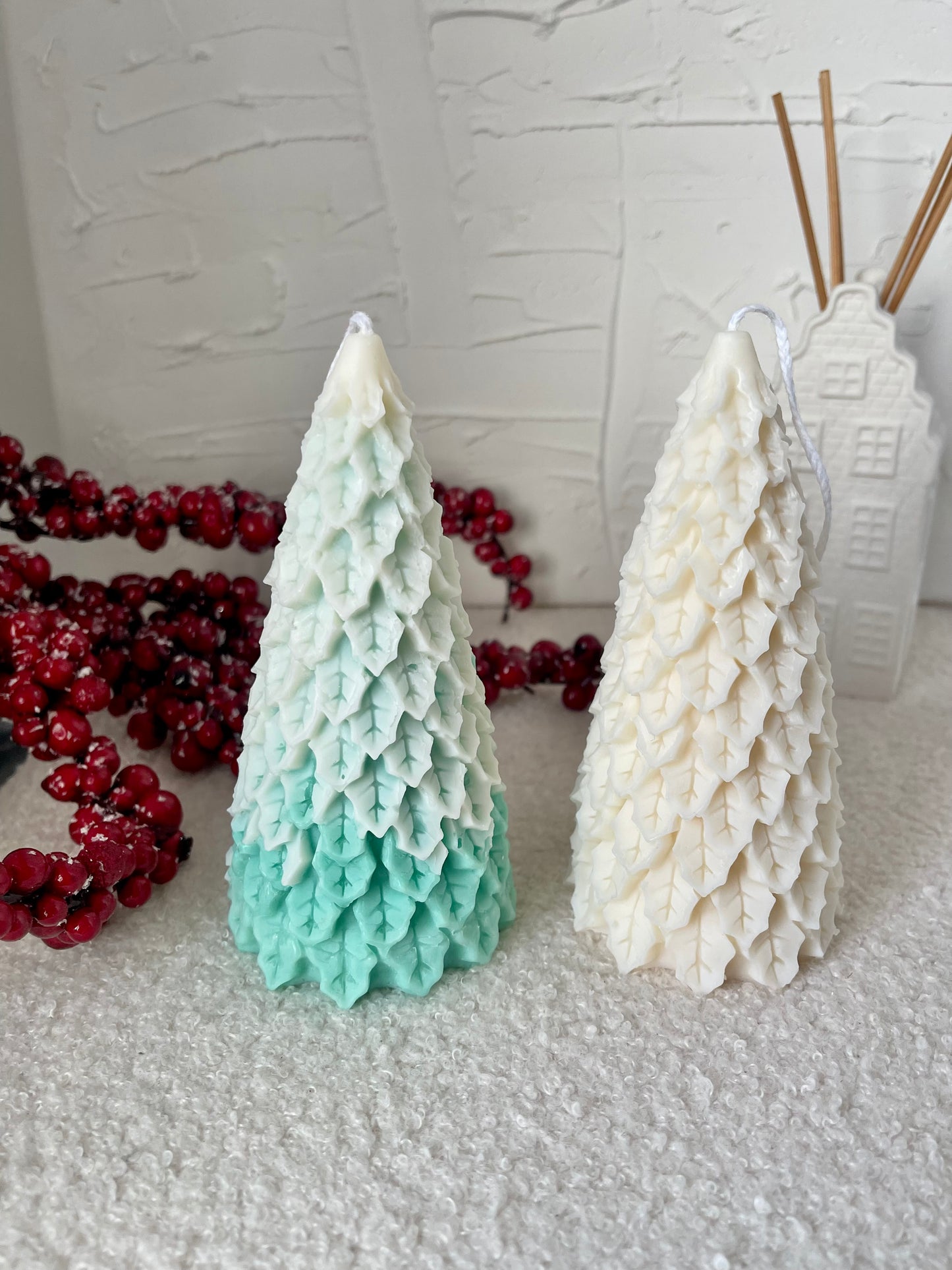 Flocked Christmas Tree Candle