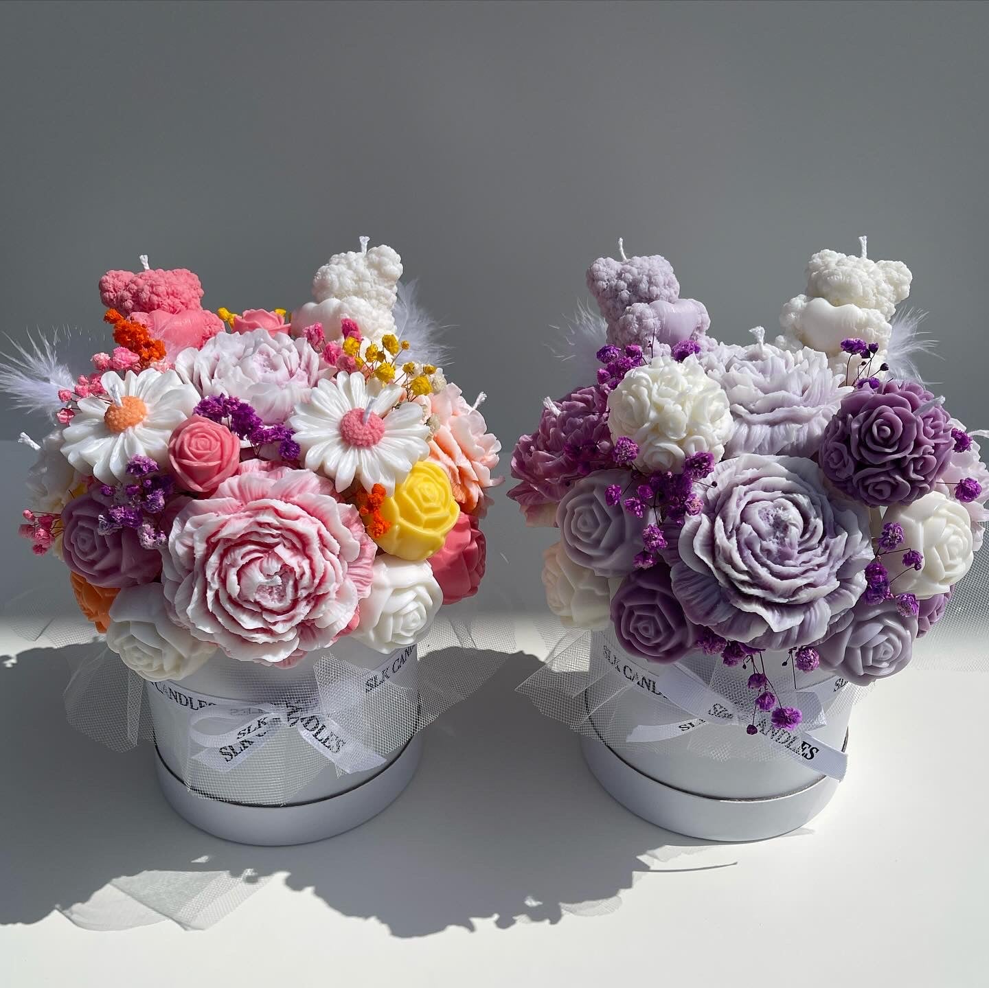 Purple and White Candle Bouquet