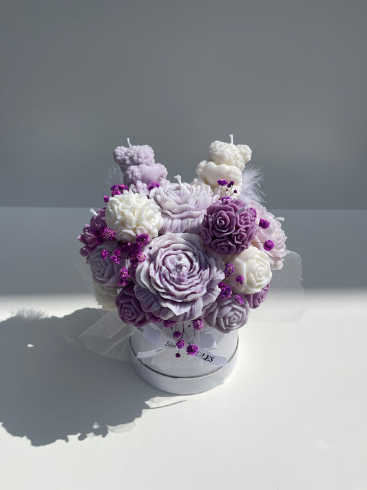 Purple and White Candle Bouquet